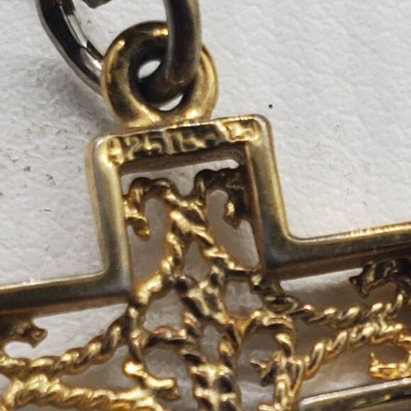 Danecraft Sterling Silver Necklace & Gold Plated Cross Pendant - Picture 4 of 7